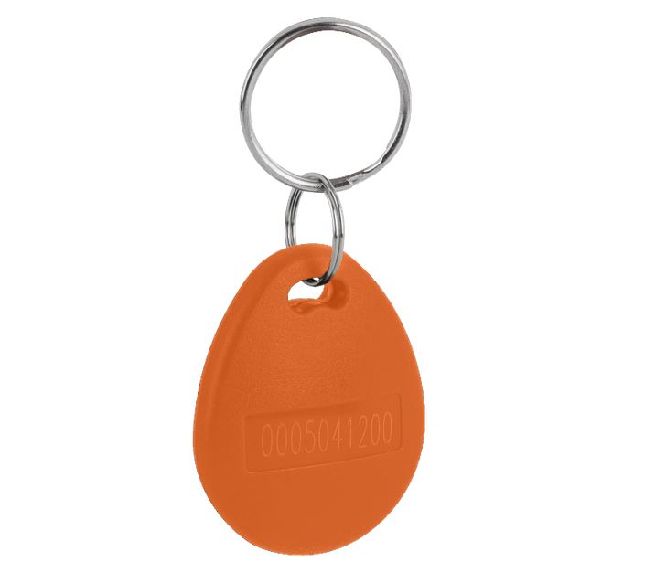 RFID kulcstartós beléptető kártya 125 kHz-es EM4100 chippel, narancs